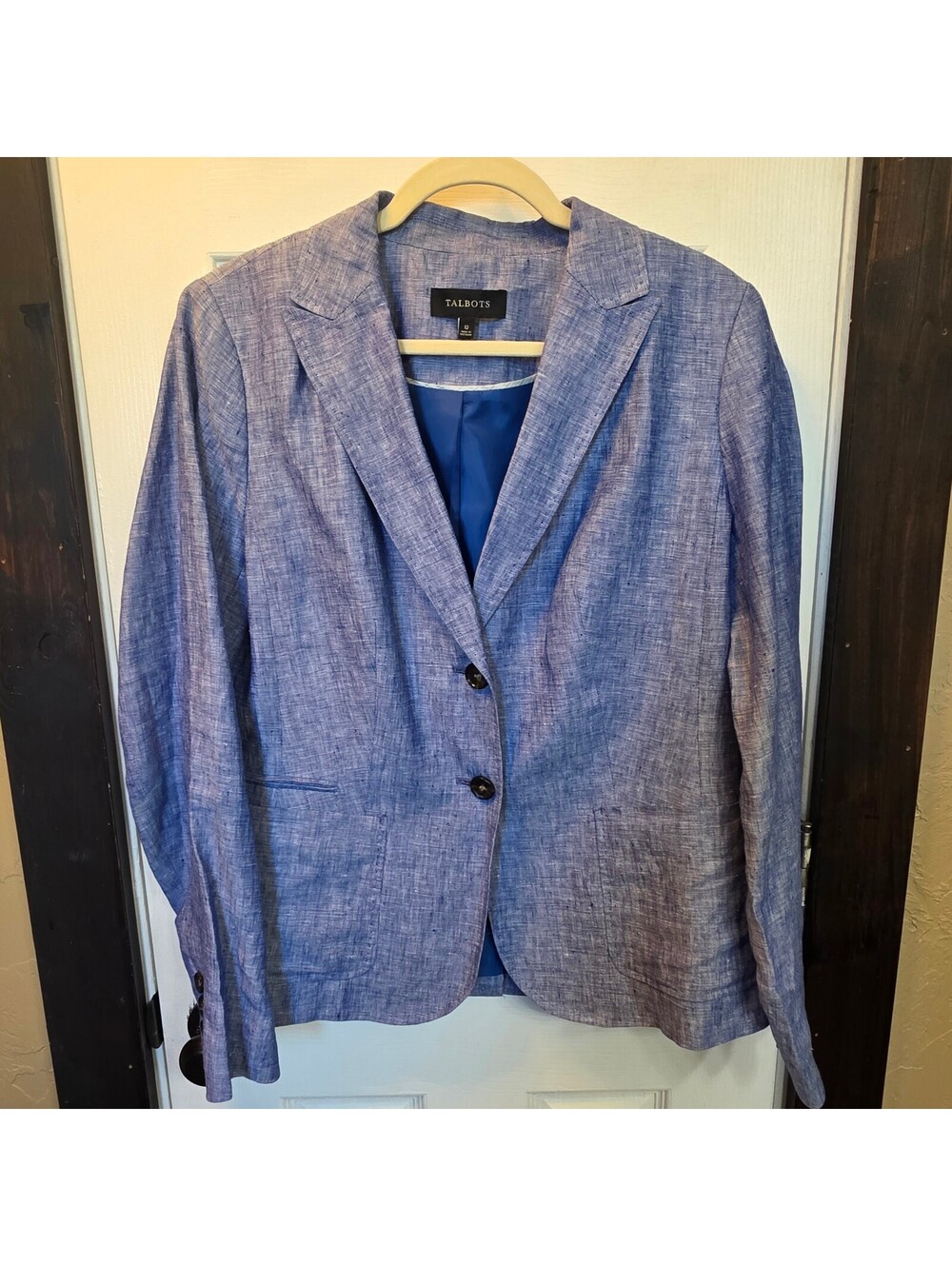 Talbots Women's Blue Linen Blazer Size 12